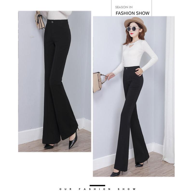 OL Office Workwear Summer High Waist Women's Wide Leg Capris Suit Pants for Women Skinny Flare Pants Woman Trousers Black