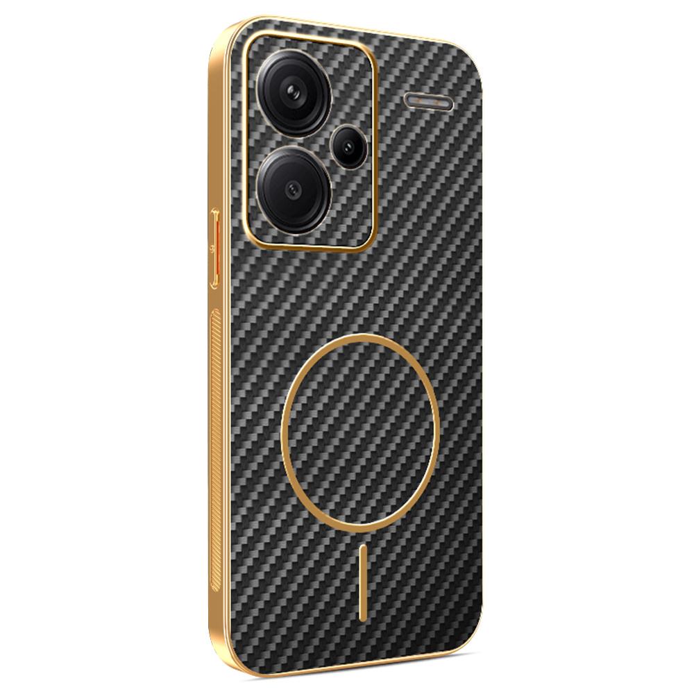 For Xiaomi Redmi Note 13 Pro+ 5G Phone Case Carbon Fiber Textured Electroplated TPU Back Cover