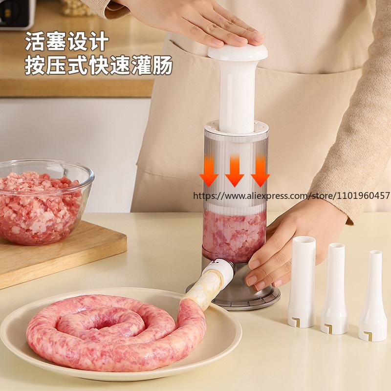 Manual Press Sausage Stuffer Machine Food-Grade Home Use Sausage Casing Filler Tool for Making Sausages Larou