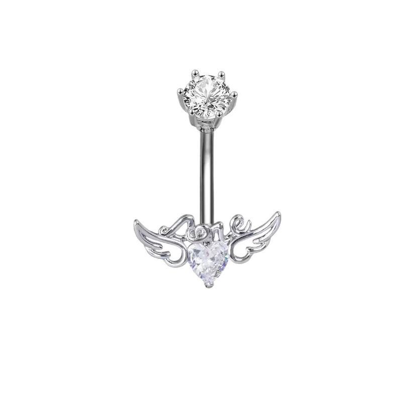 Minimalist Angel Wings Navel Piercing Ring Sexy Hypoallergenic Stainless Steel Belly Button Body Jewelry for Women