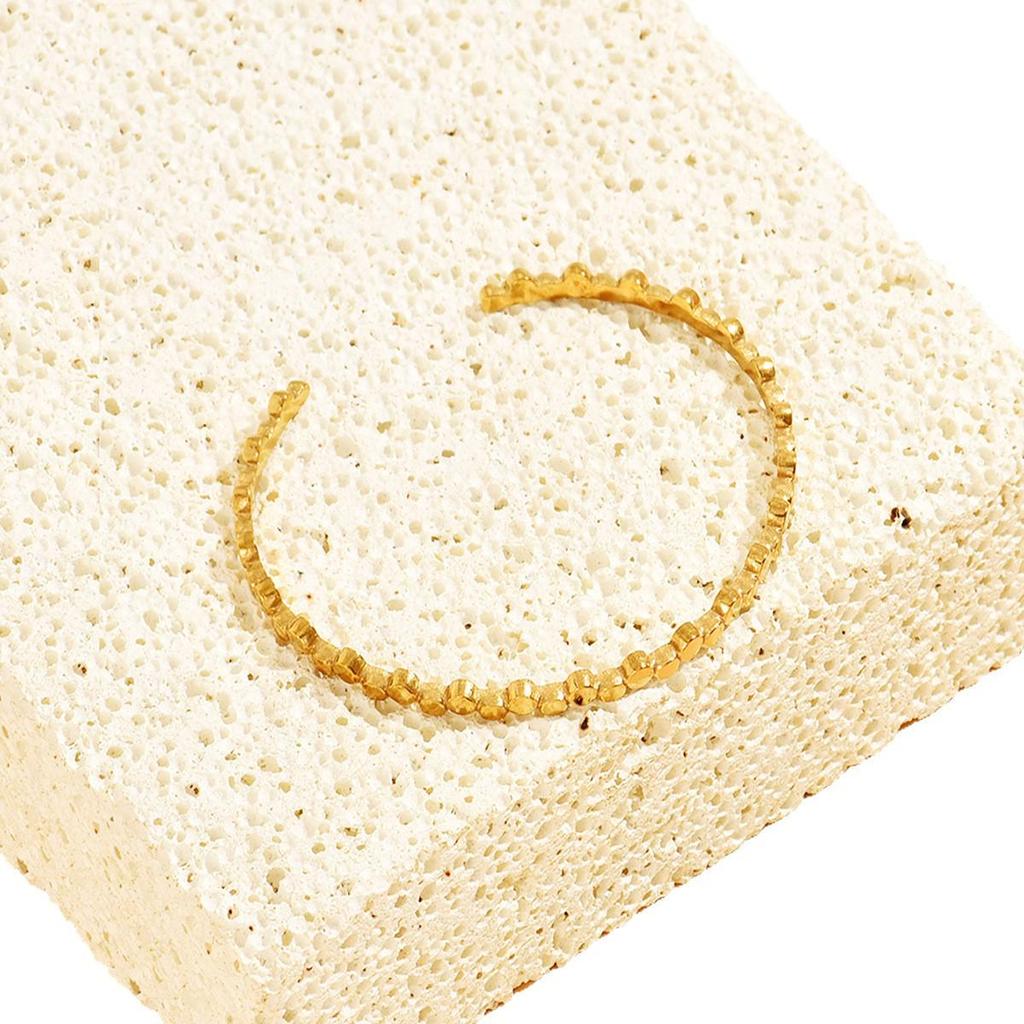 Stainless Steel Minimalist Geometric Polka Dot Open Bangle for Women