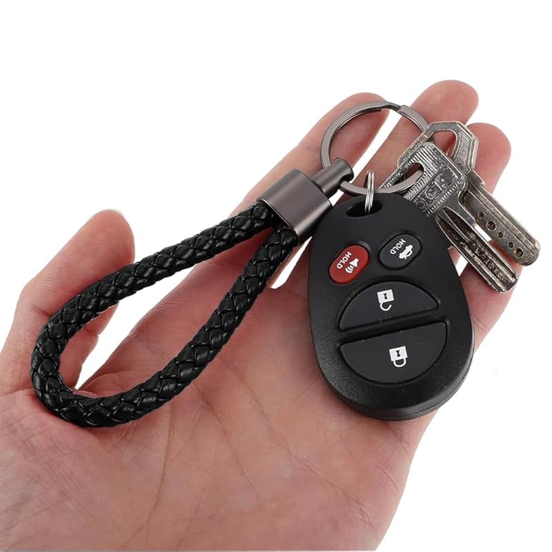[GUANGUAN] key ring car set of 2 carabiner PU leather braid bicycle key Fashionable bike with key ring key chain men's ladies leather Loss prevention