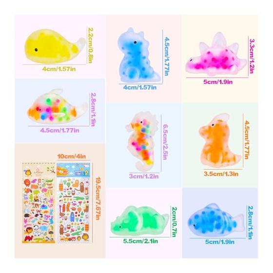 Squishy Animal Stress Relief Goods 48 Pieces Squishy Set Party Bag Filler Soothing Goods Children's Prizes Squeezable Toy Squishy Animals Cute Time