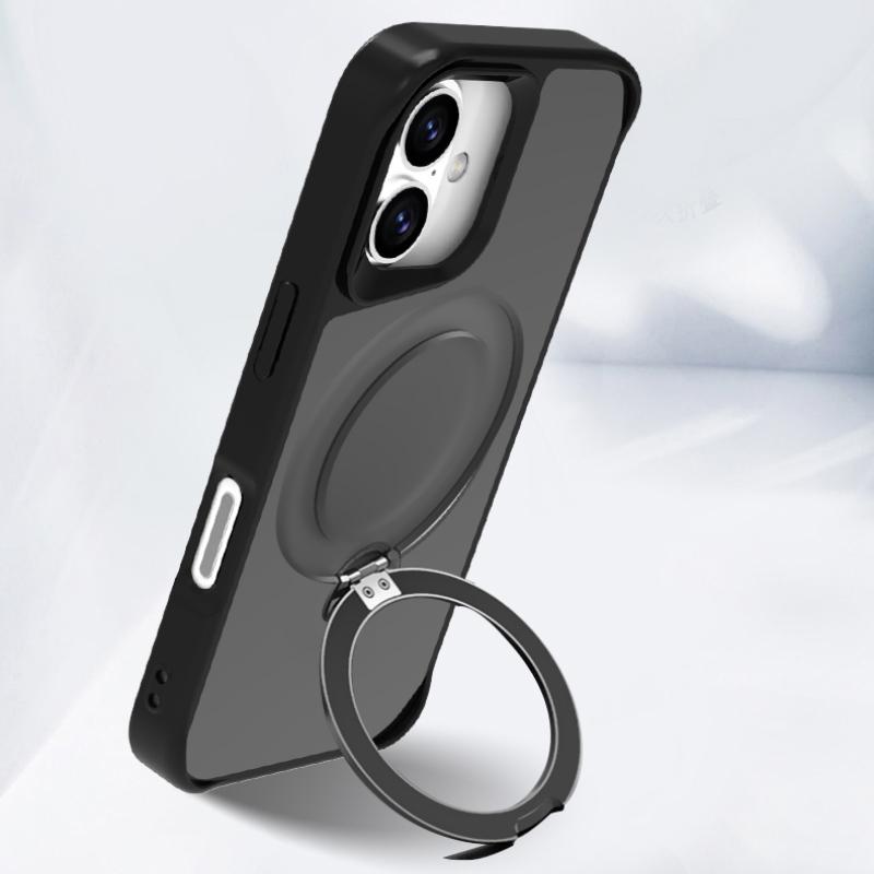 

Magsafe Magnetic 360°Rotating Metal Bracket Ring Matte Phone Case For iPhone 16 Pro Max 14 11 12 13 15 Pro Max Bumper Back Cover For iPhone 11 білий