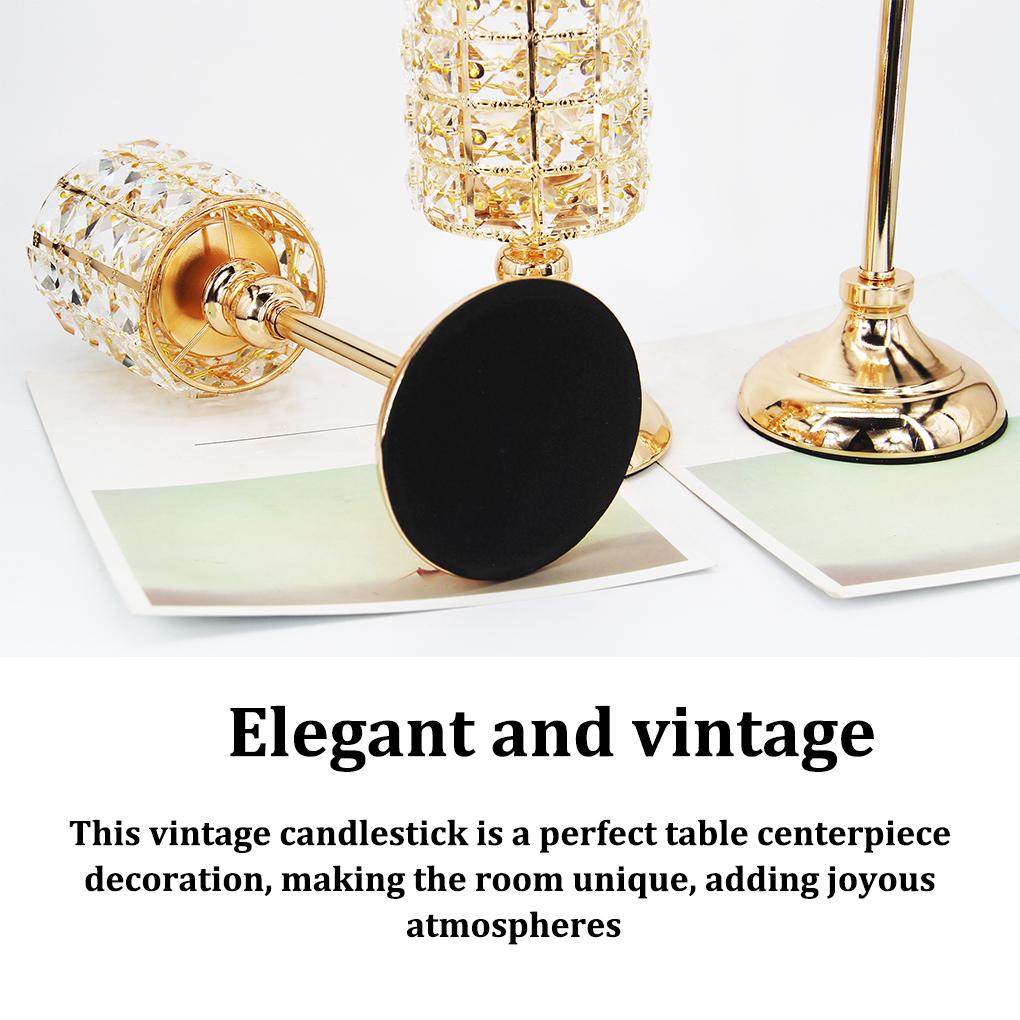 YY.Home Crystal Candle Holder Table Centerpiece Gold Wedding Party Candlestick Home Tabletop Stand Gift Decoration
