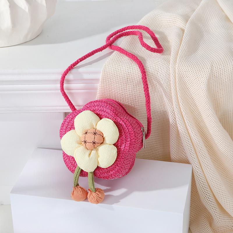 Süße florale Sommer-Strohhut-gewebte Crossbody-Mini-Tasche 2025