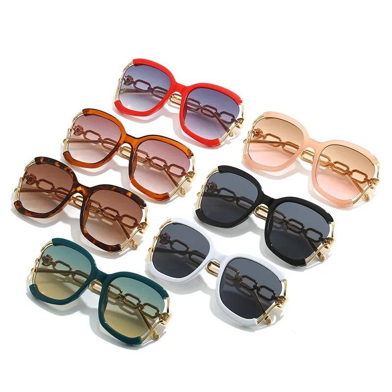 Europe US New Metal Hollow-out Chain Leg Sunglasses Fashion Trend Street Catwalk Eyewear