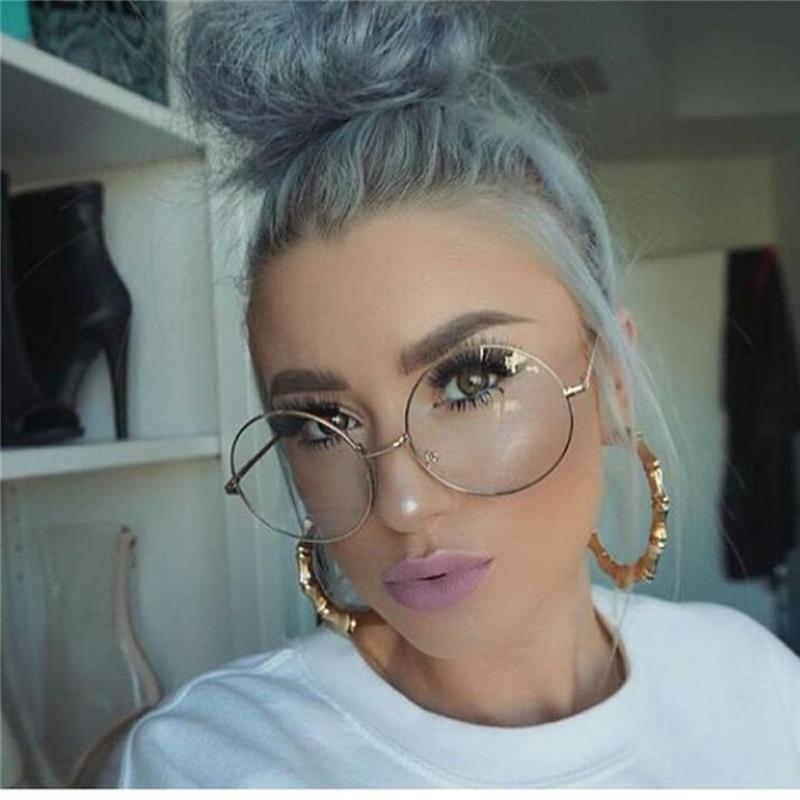 Oversized Round Glasses Women Men Metal Large Circle Optical Frame Fashion Eyewear Spectacles