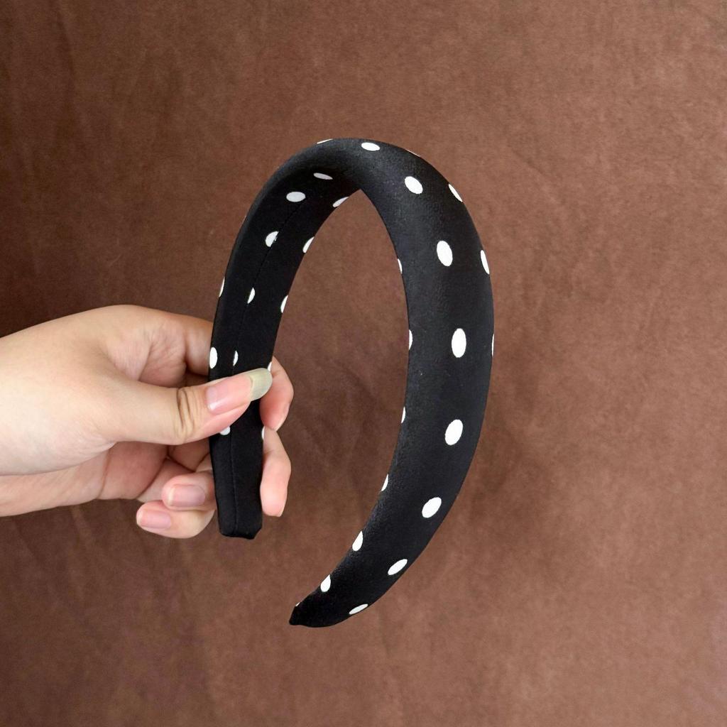 Korean Polka Dot Wide Headband for Women: High Skull Top Hair Accessory for Daily Wear and Face Washing