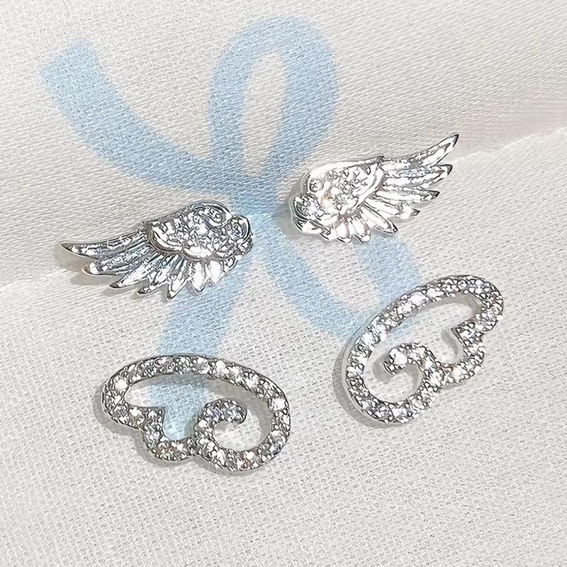 2 paia di orecchini geometrici cavi in cristallo lucido, orecchini a lobo con zirconi color argento a forma di ala alla moda per donna, squisiti gioielli, regali
