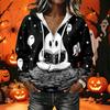 Women's Long Sleeve Halloween Print Hoodie Pullover with Casual Top