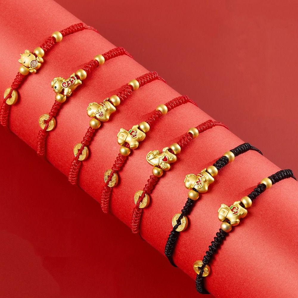 2026 Pferdejahr Pferdejahr Armband Tierkreisjahr Glücksarmband Glückliches Pony Rote Schnur Paar