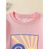 European sizes Girls' Long-Sleeve Round Neck Sweatshirt "Dream Chaser Sun" Print, Spring/Autumn, Casual, Daily & Sports.
