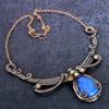 Lapis Lazuli Gemstone Handmade Copper Wire Wrap Jewelry Necklace 18" ET-4960