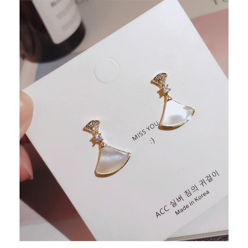 Korean Style Shell Fan Shape Earrings Fashion Simple Elegant Jewelry