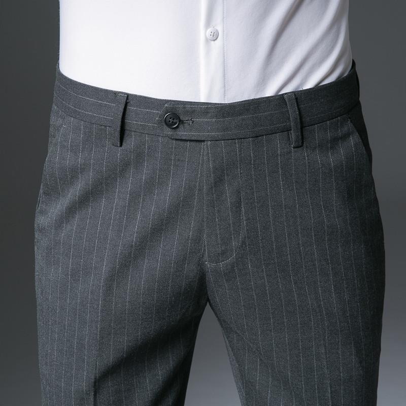 Summer thin men's striped casual pants trendy small feet trousers men's British trousers men's slim men's trousers