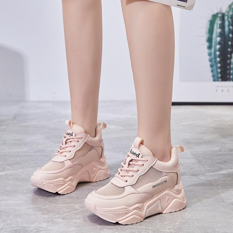 Inner Height Increase CM Breathable Mesh Spring and Autumn New Platform Sports Casual Dad Shoes