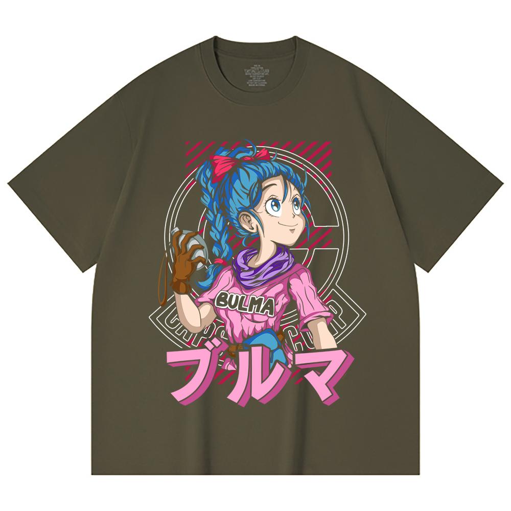 T-shirt Unisex in Cotone Pesante 230 g/m² 100% Cotone con Stampa Bulma Dragon Ball V17