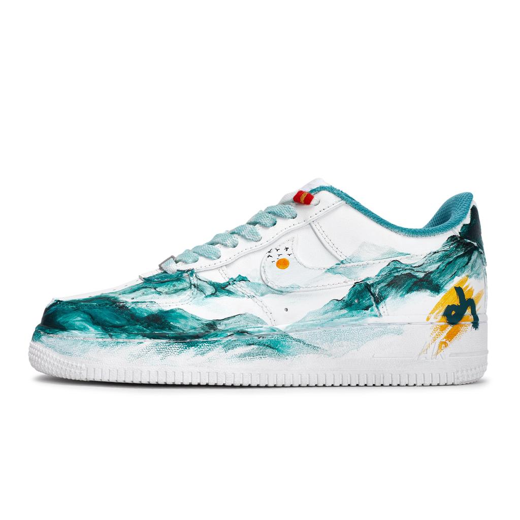 Nike Air Force 1 A Thought Of Guan Mountain Low top Skateboard Shoes Unisex White Blue Orange CW2288-111(Team80-S-BOX)
