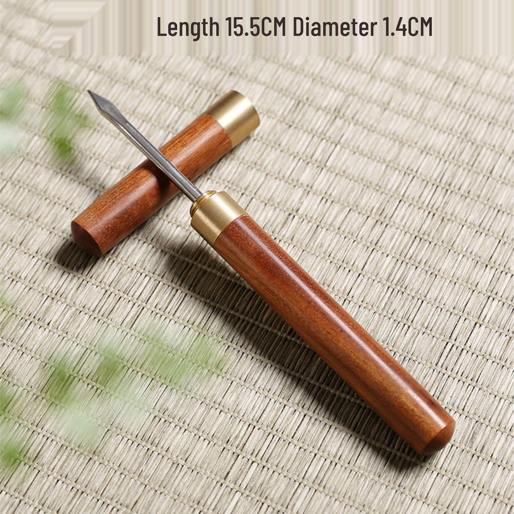 Small Ebony Rosewood Tea Knife & Needle for Pu'er Tea Ceremony with Laser Logo