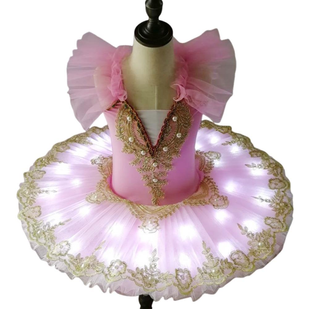 Led Light Ballet Tutu Sequin Princess Dress Fashion Kids Ballet Dress  Kids Girls 110CM