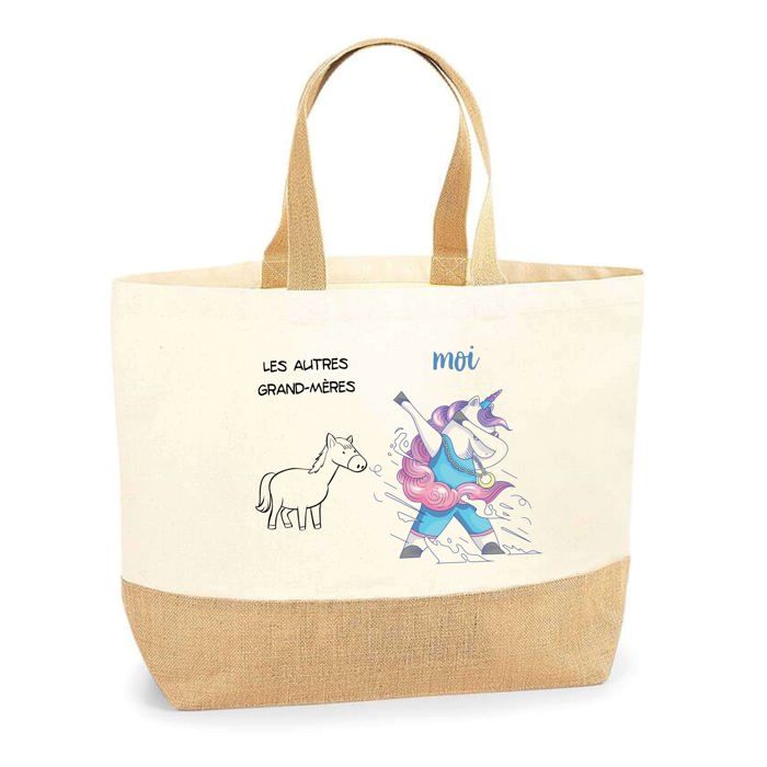 Cabas de plage - PLANETEE - Grand-mères Les Autres vs Moi - Jute naturel - Multicolore - Fabriqué en France
