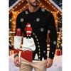 Men's Fashionable Casual Long-Sleeve Christmas T-Shirt, Suitable for Holiday Wear, No Additional Decorations