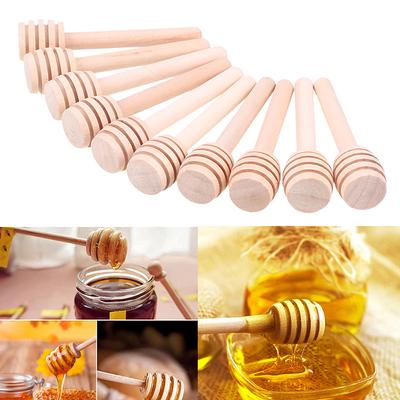 10Pcs Wood Honey Dipper Sticks 8cm/10cm Mini Honey Dippers Wand Coffee Milk Tea Tool for Jar Spoon Wedding Party Favors Supplies