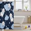 Cute Sheep Shower Curtain Kawaii Animal Waterproof Bathroom Curtain, Glitter Stars Bath Curtain Starry Night Shower Curtain Set