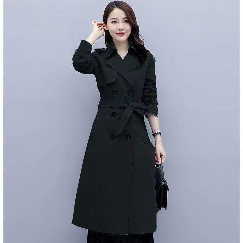 

Ветровка женская средней длины, верхняя одежда в британском стиле, весна-осень, повседневное пальто в корейском стиле длиной до талии S чёрный