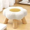 Yousheng Flower Stool with Wooden Legs Cloud Velvet Cushion Footrest Stool Living Room Bedroom Couch Sofa Under-Desk Padded Seat Vanity Stool