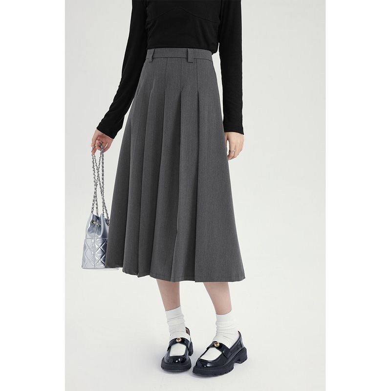 

Airose Gray Spring Long Loose-Fit Skirt Gray M