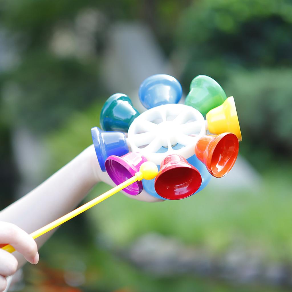 8 Note Hand Bell Percussion Instrument Musical Toy with Sitck for Children Toddler Kids Early Musical Education
