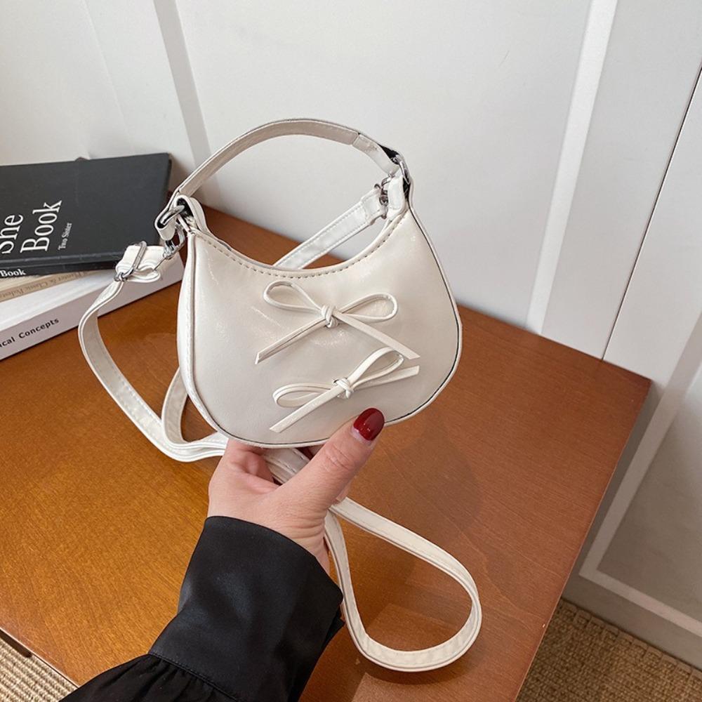 

Fashion PU Crossbody Bag Butterfly Knot Mini Underarm Bag Single Shoulder Bag Women білий