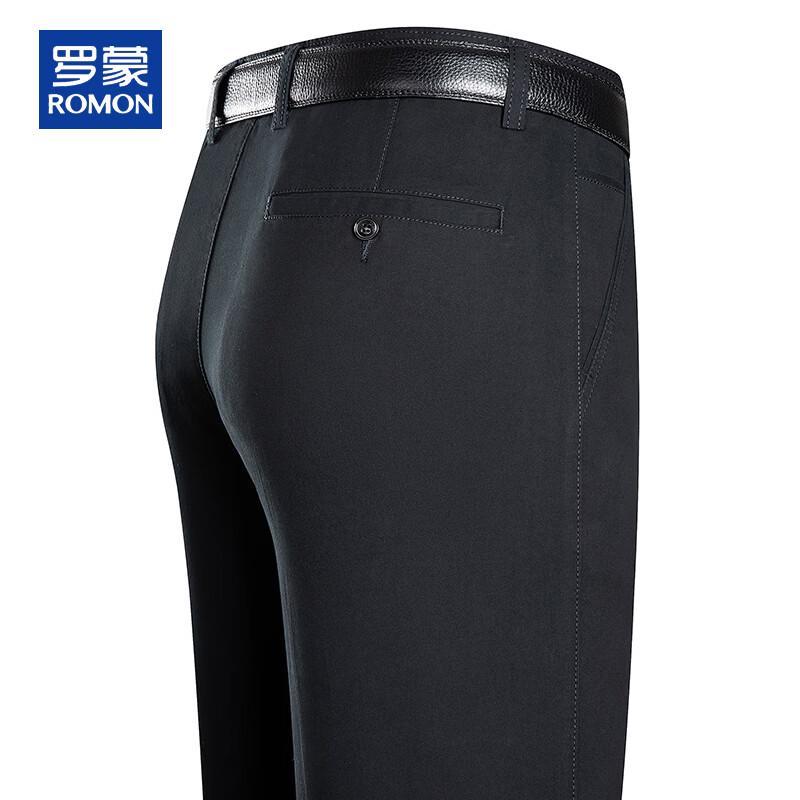 ROMON Men's 100% Cotton Casual Straight-Leg Trousers