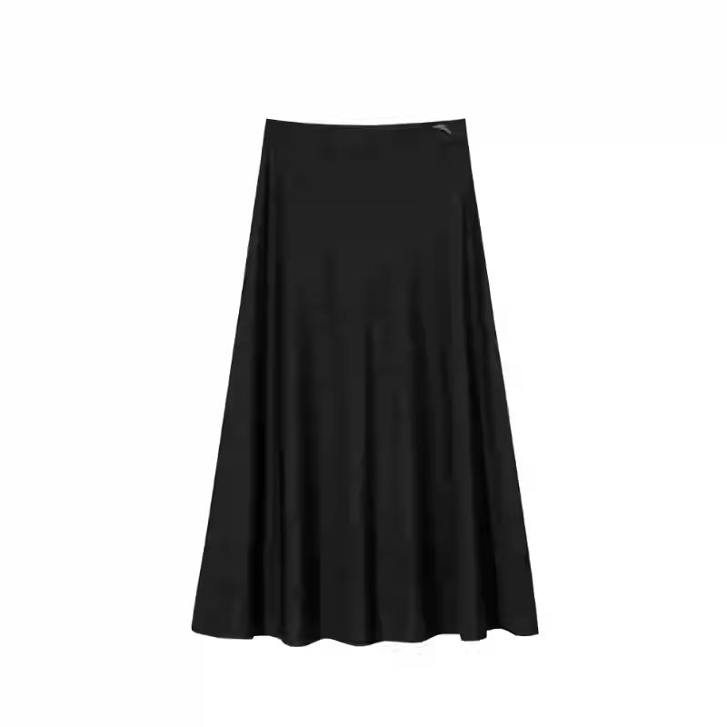 

Anta Comfortable Simple Solid Color Mid Waist Casual Long Skirt Women skirts Black 962527203-2 L