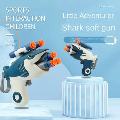 Hai-Kanone mit Auswurf von weichen Kugeln Kindersicherheit Niedliches Spielzeug Kindergeburtstagsgeschenk Automatisches Auswerfen von Hülsen Weichkugel-Luftpistole