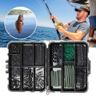300 Stück/Set Karpfenangeln Zubehör Set mit Aufbewahrungsbox Sortiert Wirbel Schrauben Stifte Weichschlauch Hülse Stopper Perle Karpfenangeln Ausrüstung Ausrüstung Set