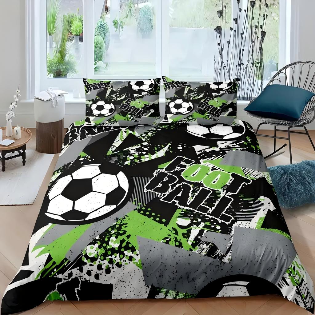 Mode Sport Fußball 3D Druck Bettwäsche Set Für Jungen Männer Schlafzimmer Dekorative Tagesdecke Zuhause Weich Bequem Bettbezug Sets