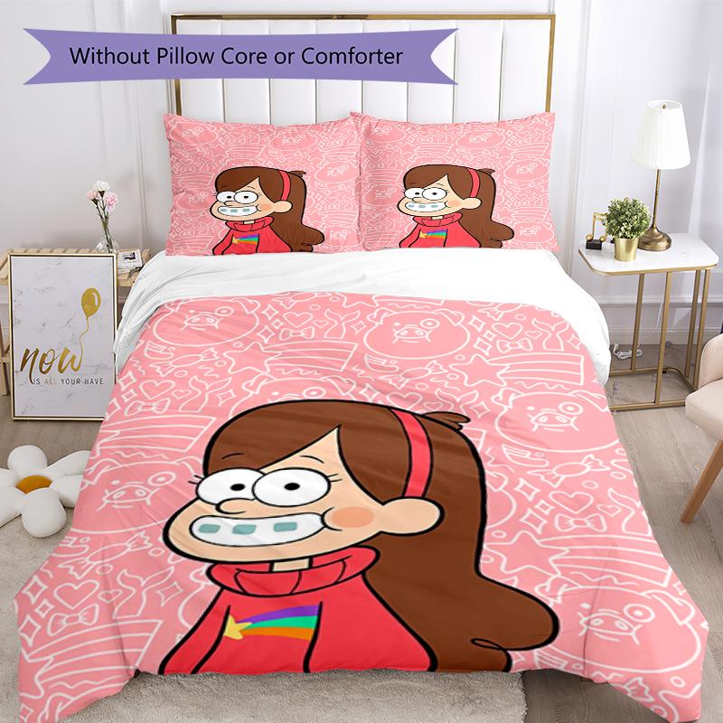 3pcs Gravity Falls Bedding Set Duvet Cover Closure Includes 1 Duvet Cover & 2 Pillowcases, Soft and Comfortable for All Seasons.