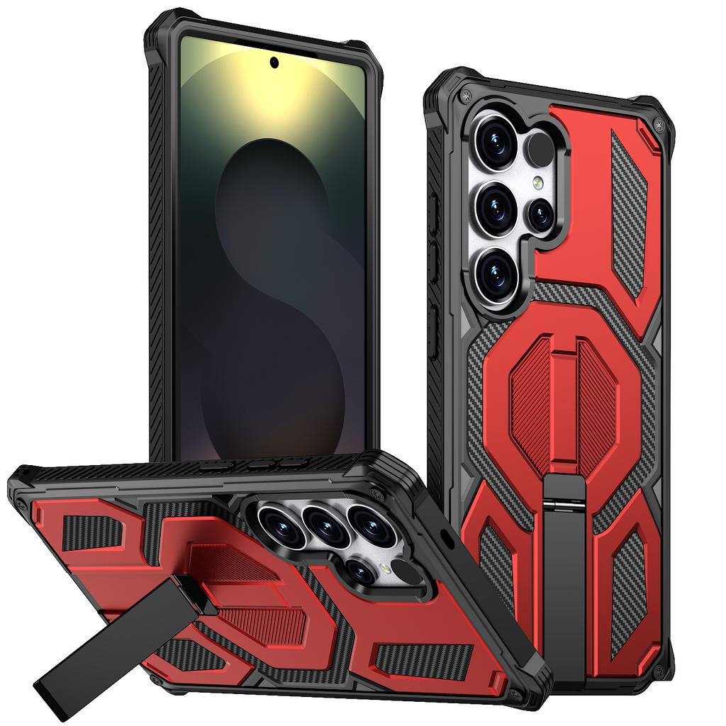 For Samsung Galaxy S25 Ultra Magnetic Case Rotating Kickstand PC + TPU Shockproof Drop-proof Phone Cover