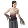 Chinese Hanfu Saree Blouse Gradient Dance Mesh Top Fashion Performance Training Costumes  Women
