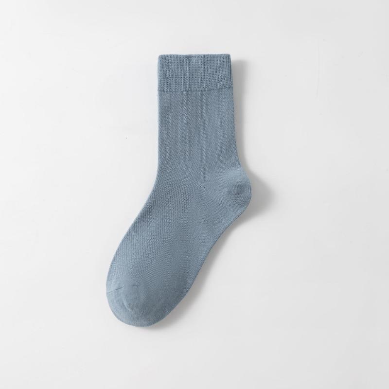 Men's Summer and Spring Mid-calf Socks, Pure Cotton Anti-odor Summer Mesh Breathable and Sweat-absorbing Solid Color Sports Socks