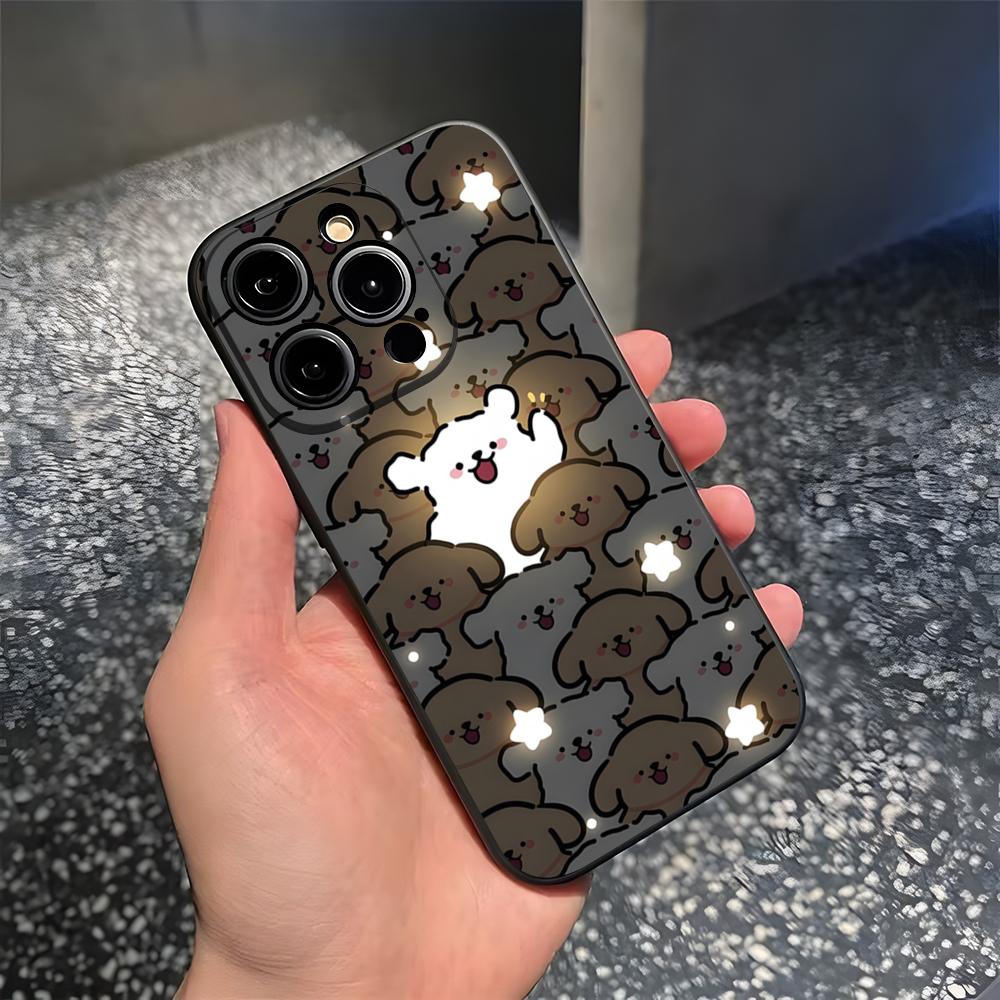 Korea Line Puppy Maltese Phone Case For 15 Pro Max Iphone 14 Pro Max 12 15 Plus 13 Pro 11 Xr X Xs 8 7 Plus Silicone Back Cover