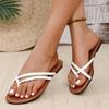 Fashion Fashion Gold Clip Toe Sandals Women 2025 Summer Flat Heels Beach Flip Flops Woman Plus Size 43 Lightweight Outdoor Slippers