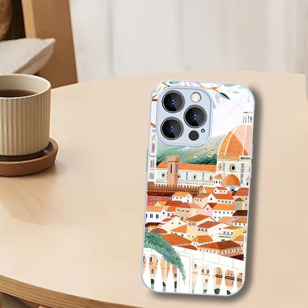 Landscape Nordic Barcelona Budapest Gardasee Phone Case For iPhone Mini 11 12 13 14 Pro XS Max X Plus SE XR Tempered Glass Cover