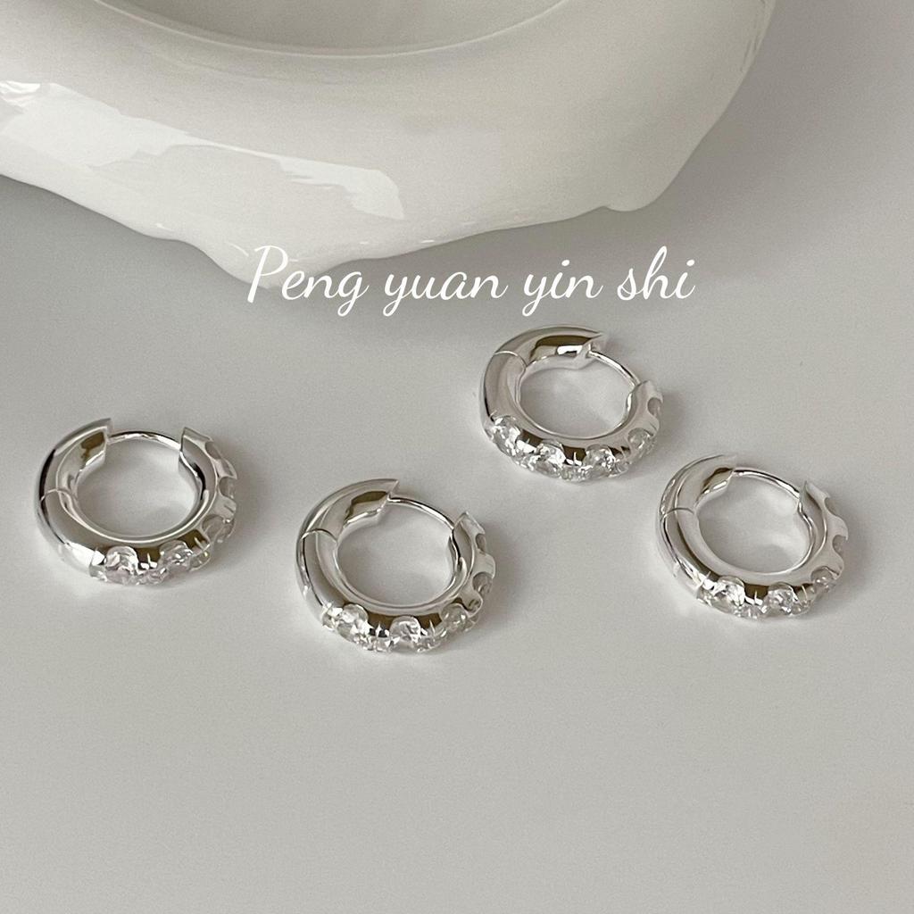 Su Chuang S925 Sterling Silver Cubic Zirconia Hoop Earrings, INS Style, High-End, Simple Design.