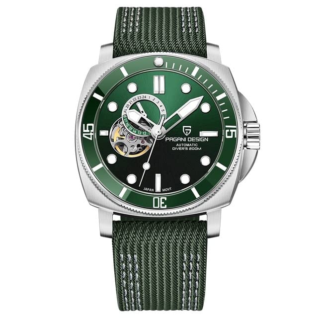 

Pagani Design Сделано в Seiko NH35 Marina Militare Нержавеющая сталь Нейлон Кожа Сапфир Идеально для и PAGANI DESIGN Мужские часы, Япония, Механизм, зелёный
