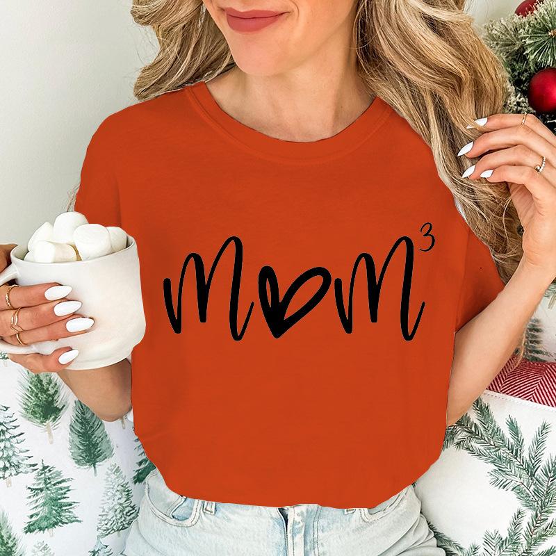 Womens Fashion TShirts Mom of Three Print Tshirts Summer Casual Loose Tops Mom To The Power Creative Personalized Tshirts