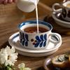 Creative Leaf and Flower Ceramic Coffee Cup and Saucer 230ml Breakfast Bread Tea Cup Retro Porcelain Mug Office Drinking Tea Mug